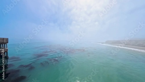 Panning Through Marine Layer Over Dock in Channel Islands National Park