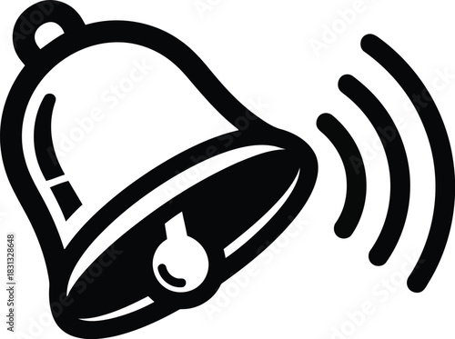Hand drawn alert notification bell icon symbol for urgent messages and announcements vector