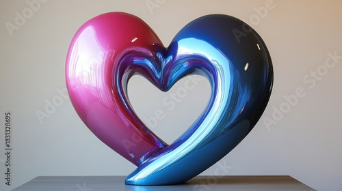 Fototapeta Naklejka Na Ścianę i Meble -  Abstract heart sculpture, modern art, studio shot, for interior design