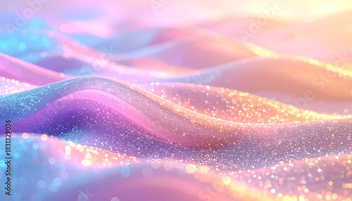 輝く細かな粒子の波　虹色　AI生成素材