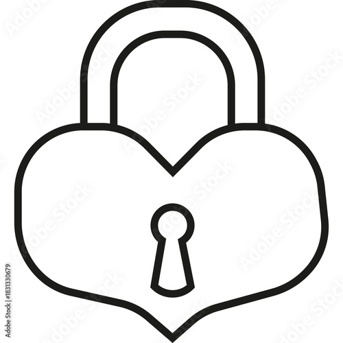 Foto Simple Black Outline Heart Shaped Padlock Icon On Transparent Background Symboli