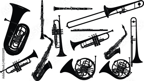 Here is a title and a comprehensive list of keywords for the image of musical instruments, optimized for Adobe Stock vector illustration content SEO.
