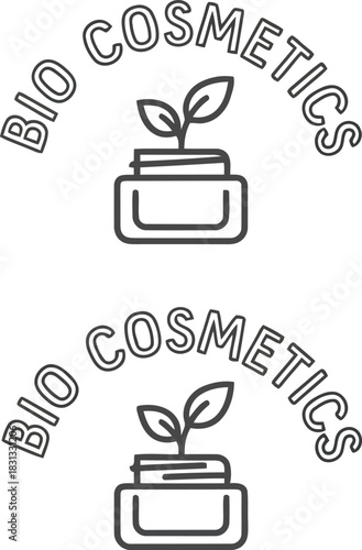 Natural bio cosmetics logo design organic skincare plant growth beauty product emblem clean minimalist vector illustration vector