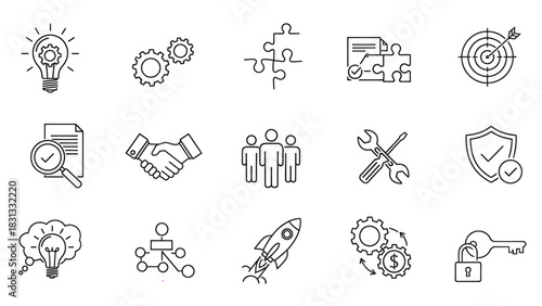 Streamline Your Business with These Essential Icon Set Elements for Growth and Success, Perfect for Websites, Presentations, and Marketing Materials