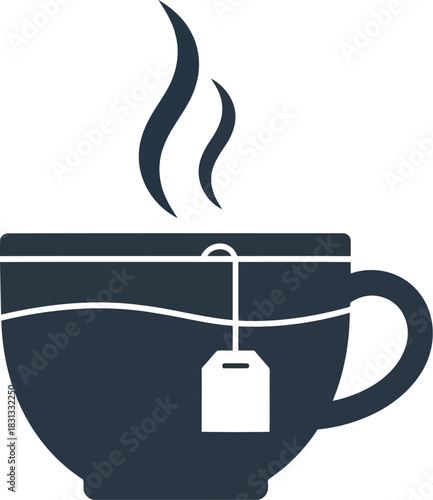 Steaming hot tea cup with tea bag and aroma vector illustration for refreshment and beverage concepts vector