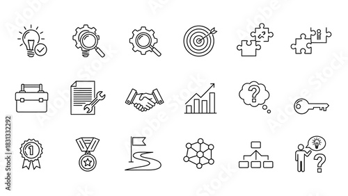 Streamline Your Business with These Essential Icon Set Elements for Growth and Success, Perfect for Websites, Presentations, and Marketing Materials