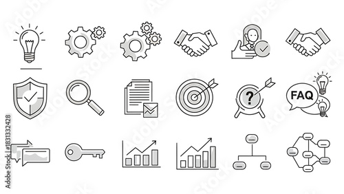 Streamline Your Business with These Essential Icon Set Elements for Growth and Success, Perfect for Websites, Presentations, and Marketing Materials