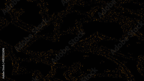 Stunning abstract background with golden shimmering particles on black background