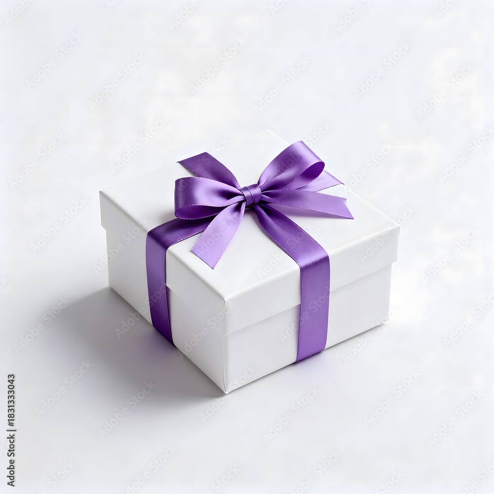 Obraz premium Beautiful White Gift Box Wrapped with Ribbon Perfect for Special Occasions and Celebrations