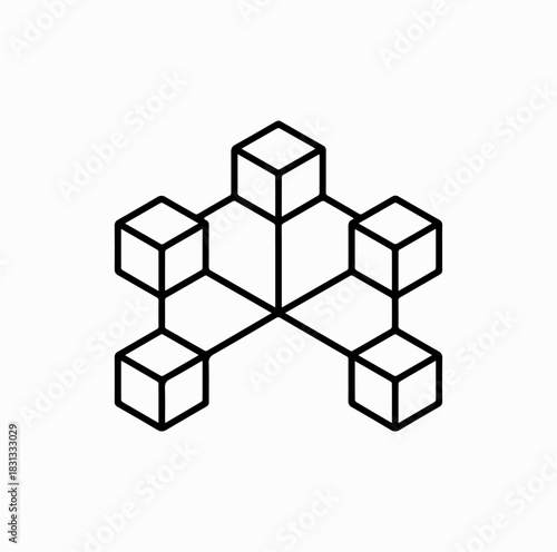 Blockchain Network Icon – Digital Connection and Technology Concept Vector