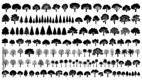 Diverse tree silhouettes collection for architectural and landscape design projects