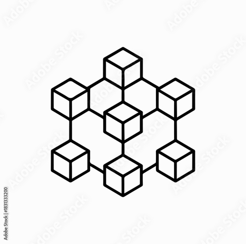 Blockchain Network Icon – Digital Connection and Technology Concept Vector