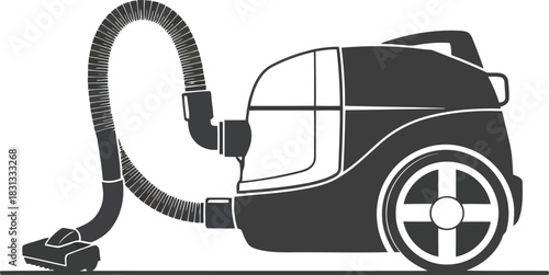 Modern upright vacuum cleaner with hose and nozzle for home cleaning services and housekeeping vector