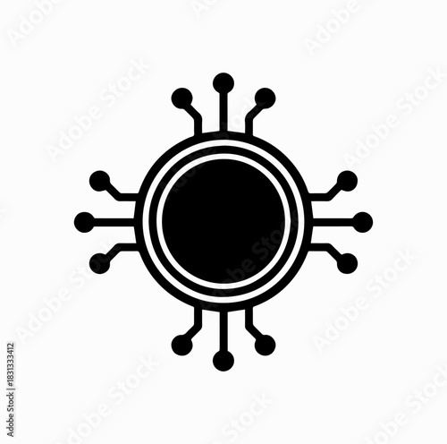 Digital Coin with Circuit Lines Silhouette – Abstract Cryptocurrency Concept Vector