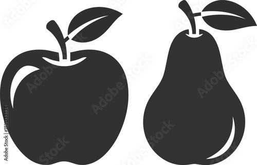Simple silhouette icon of apple and pear isolated on vector illustration fruit pair vector