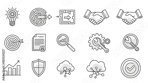 Streamline Your Business with These Essential Icon Set Elements for Growth and Success, Perfect for Websites, Presentations, and Marketing Materials