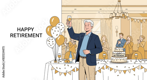 Celebrating retirement with joyful cheers, friends, and a memorable toast