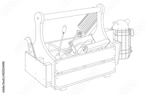 Vector illustration of an isolated beekeeper's tool box on a white background. Perfect for DIY and gardening projects.