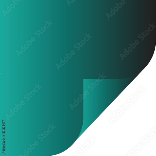 Teal Gradient Paper Curl Effect on White Background