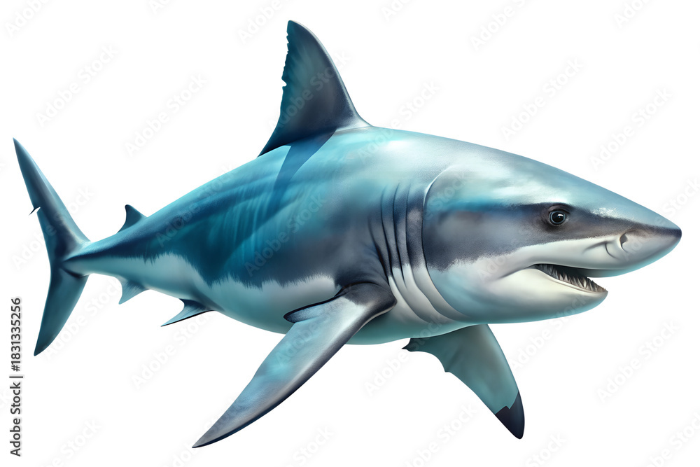 Obraz premium A detailed illustration of a shark swimming in the ocean