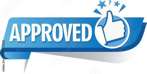 Approved label with thumbs up icon vector illustration, Recommended products with top choice logo for promotion. "Like" symbol.
