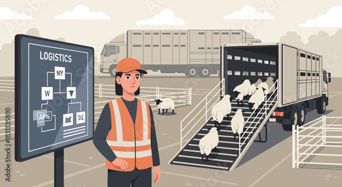 Illustration of Livestock Transportation Logistics with Supervisor Oversight