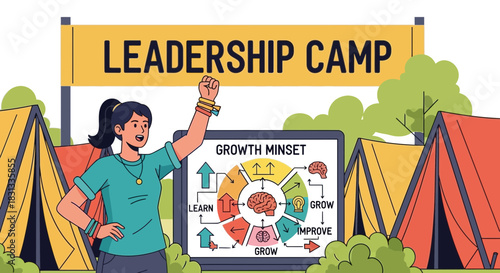 Empowering leadership growth: A young woman celebrates at leadership camp