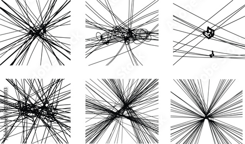 Abstract chaotic intersecting power lines silhouette pattern creating dense graphic wire structure with complex electrical cable arrangement for industrial background design