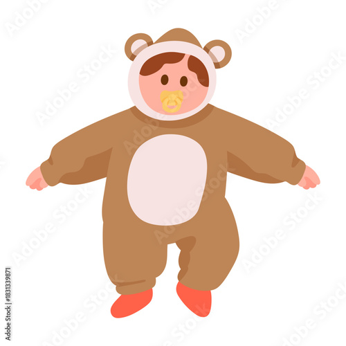 Toddler with Pacifier in Adorable Teddy Outfit