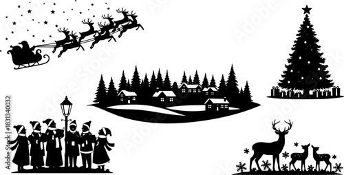 Illustrations of Xmas Silouettes
