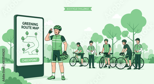 Eco-Friendly Cycling Event with Route Information and Participants Preparation