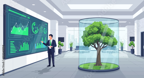 Sustainability presentation with environmental focus and corporate responsibility