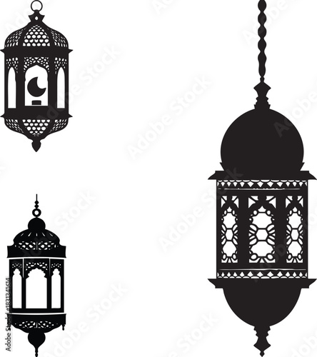Ramadan lantern celebration silhouette design