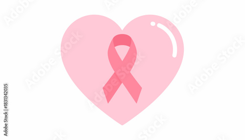 Pink ribbon heart shape vector illustration for love and romance on Valentine's Day