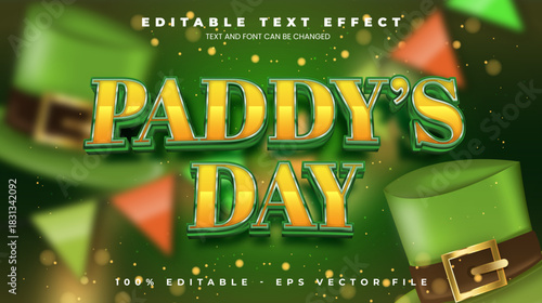 Paddys Day St Patricks Day editable text effect in modern trend