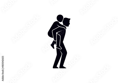 Father Giving Piggyback Ride to Child A Silhouette Depicting Family Bond and Playful Interaction