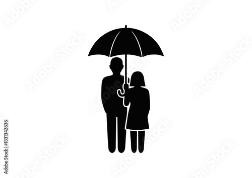 Couple standing under an umbrella representing protection and togetherness in difficult times