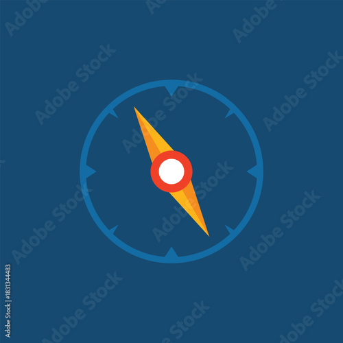 Simple magnetic compass vector showing a sense of finding the right direction. Perfect for mapping, exploration, and success concepts