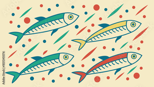 Colorful cartoon fish seamless vector pattern illustration design for wallpaper