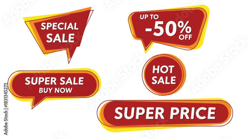 Vector illustration of special sale and super price stickers
