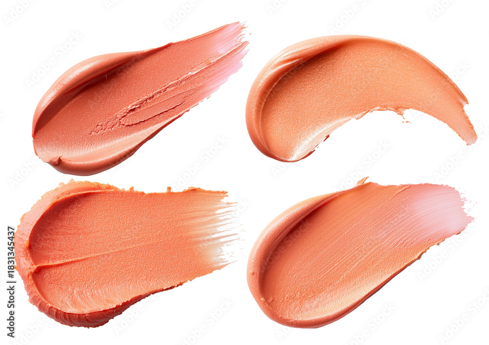 Fototapeta premium Collection Trendy peach fuzz lipstick isolated on transparent or white background