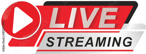 Live streaming Logo design - red vector design element with play button for media and TV news or online Publishing