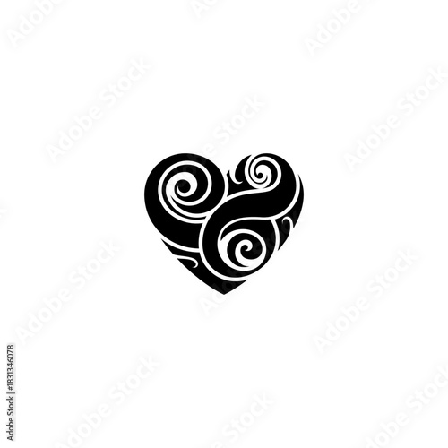 minimalist love tribal logo design vector with flat style in black color