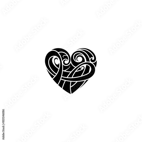 simple love tattoo logo design vector with flat style in black color