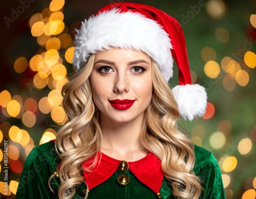 Woman dressed as a Christmas elf