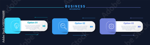 Business Infographic Timeline for Process Presentation with 3 Options, Modern Clean Design