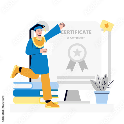 Online Graduation Certificate Illustration