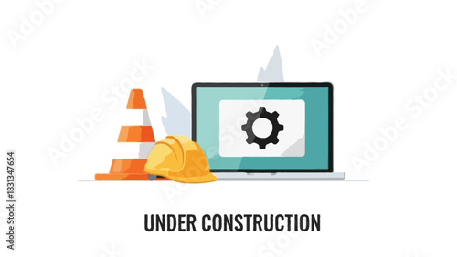 Flat vector illustration of an under construction scene 