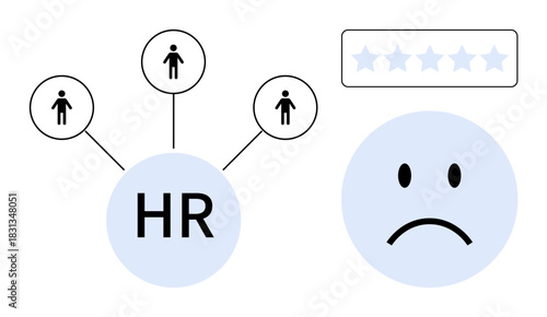 HR concept. HR managing employee relationships and addressing feedback challenges. HR focuses on recruitment, employee engagement, and team development. For workplace analysis, communication, and HR