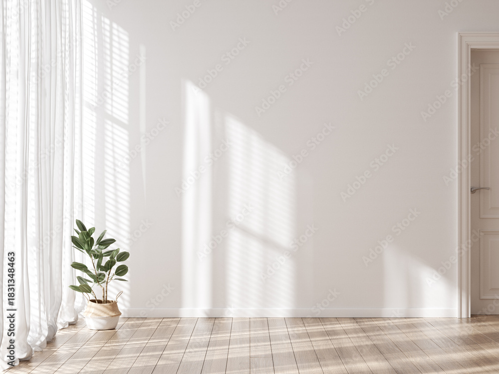 Fototapeta premium Contemporary empty home interior wall mock-up, 3d render